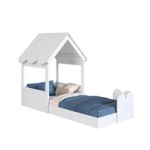 Cama Montessoriana Infantil Casa Solteiro Branco - Completa Móveis