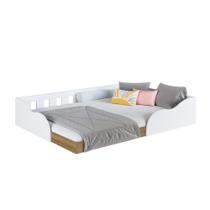 Cama Montessoriana Infantil Casal com Proteção Lateral CM6140 190x140cm Branco - Art In Móveis