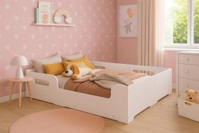 Cama Montessoriana Infantil Casal Princesa Menina Moderna 100% Mdf - Branco Cama Montessoriana Infantil Casal Princesa Menina Moderna 100% Mdf - Branco