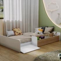 Cama Montessoriana Infantil com Nicho e Rampa Ca030 Branco / Mel