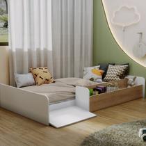 Cama Montessoriana Infantil com Nicho e Rampa CA030 Branco/Mel