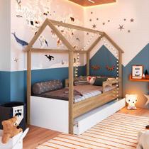 Cama Montessoriana Infantil Estilo Casinha Com Cama Auxiliar