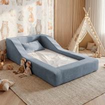 Cama Montessoriana Infantil Noah 100% Espuma com Colchão Bouclê Azul - Desk Design Cama Montessoriana Infantil Noah 100% Espuma com Colchão Bouclê Azul - Desk Design