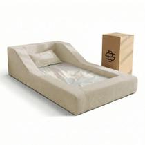 Cama Montessoriana Infantil Noah Espuma com Colchão Bouclê Bege Abmaza Cama Montessoriana Infantil Noah Espuma com Colchão Bouclê Bege Abmaza