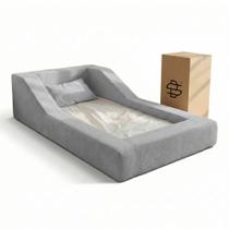 Cama Montessoriana Infantil Noah Espuma com Colchão Bouclê Cinza Abmaza Cama Montessoriana Infantil Noah Espuma com Colchão Bouclê Cinza Abmaza