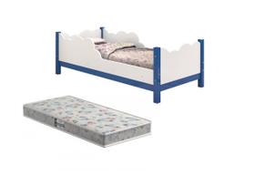 Cama Montessoriana Infantil Nuvem Cristal Berço Com Grade De Proteção Quarto Da Criança Com Colchão Azul