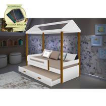 Cama Montessoriana Infantil Sara Solteiro C/ Cama Auxiliar - Branco/amêndoa Incluso Lousa Mágica Cama Montessoriana Infantil Sara Solteiro C/ Cama Auxiliar - Branco/amêndoa Incluso Lousa Mágica