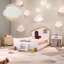 Cama Montessoriana Infantil Solteiro Belissima Preta - Branca e Amêndoa + Brinde Luminária Led Cama Montessoriana Infantil Solteiro Belissima Preta - Branca e Amêndoa + Brinde Luminária Led