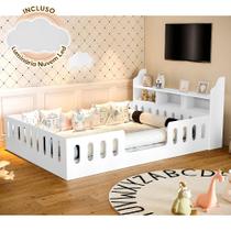 Cama Montessoriana Reforçadahelo com Nicho Luminária Led - Branco