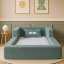 Cama Montessoriana Solteiro Aconchego 100 Espuma Verde Água Keiko