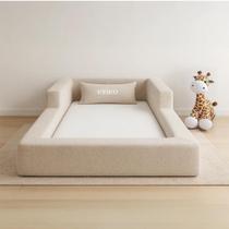 Cama Montessoriana Solteiro Aconchego Espuma Boucle Bege Keiko