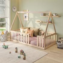 Cama Montessoriana Solteiro Com Grade e Telhado Giulia Casatema