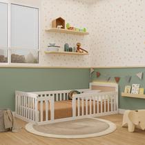 Cama Montessoriana Solteiro com Led Giulia Rattan Casatema Branco