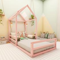 Cama Montessoriana Solteiro Meia Casinha Ludika Mobília limonada rosa Cama Montessoriana Solteiro Meia Casinha Ludika Mobília limonada rosa