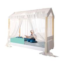 Cama Montessoriana Solteiro Menta Com Led E Voal Branco Jhulia Divaloto