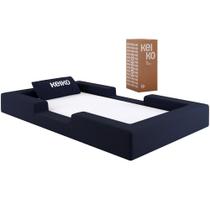 Cama Montessoriana Solteiro Ninho 100% Espuma Boucle Azul Marinho Keiko