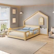 Cama Montessoriana Wave Casal e Moldura com LED New Garden Casatema MadeiraOriginals Marrom/Branco