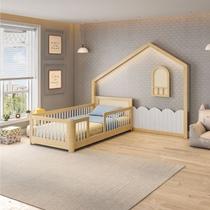 Cama Montessoriana Wave e Moldura com LED New Garden Casatema MadeiraOriginals Marrom/Branco