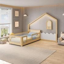 Cama Montessoriana Wave Solteiro e Moldura com Led New Garden Casatema Natural/Branco Cama Montessoriana Wave Solteiro e Moldura com Led New Garden Casatema Natural/Branco