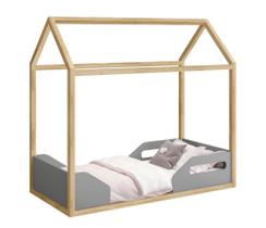 Cama Montessoriana Zoe Cinza Fosco com Natural - MoveisAqui