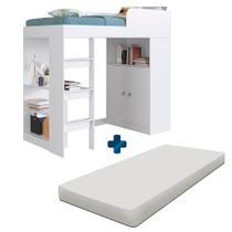 Cama Multifuncional Com Escrivaninha E Colchão Solteiro Branco Sally Shop JM