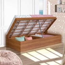 Cama Multifuncional De Solteiro Com Baú Nogal Elpe Shop Jm