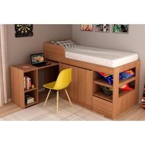 Cama Multifuncional Juvenil CM8021 c/ Escrivaninha Amêndoa - Tecno Mobili Cama Multifuncional Juvenil CM8021 c/ Escrivaninha Amêndoa - Tecno Mobili