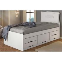 Cama Multifuncional Juvenil Júlia c/ 5 Gavetas Branco - Conquista Cama Multifuncional Juvenil Júlia c/ 5 Gavetas Branco - Conquista