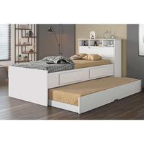 Cama Multifuncional Juvenil Ravena c/ 2 Gavetas e Auxiliar Branco - Conquista Cama Multifuncional Juvenil Ravena c/ 2 Gavetas e Auxiliar Branco - Conquista