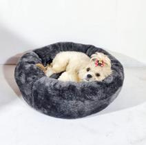 Cama nuvem pelúcia redonda, macia e quentinha, com zipper, lavável, cor grafite