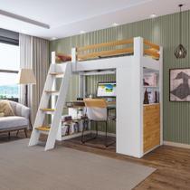 Cama Office Adulto Multifuncional com 6 Gavetas e Escrivaninha Micenas Yescasa Branco /Freijó Cama Office Adulto Multifuncional com 6 Gavetas e Escrivaninha Micenas Yescasa Branco /Freijó