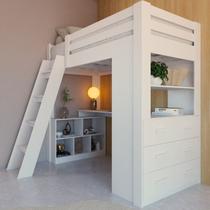 Cama Office Adulto Multifuncional com 6 Gavetas e Escrivaninha Micenas Yescasa Branco Perfect Wood