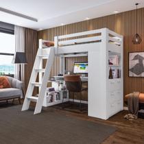 Cama Office Adulto Multifuncional com 6 Gavetas e Escrivaninha Micenas Yescasa