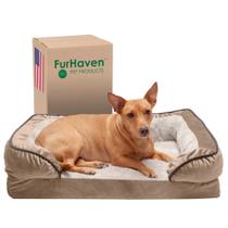Cama ortopédica para cães Furhaven Plush & Velvet Waves Brownstone Cama ortopédica para cães Furhaven Plush & Velvet Waves Brownstone