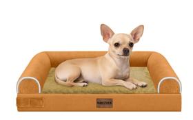 Cama Ortopédica para Cães Pequenos Lavável: Cama com Apoio para Cães de Porte Pequeno, Espuma Tipo Colmeia, Sofá Impermeável com Capa Removível - Laranja