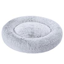 Cama para animais de estimação Amazon Basics Donut Faux Fur para cães cinza 90x90cm