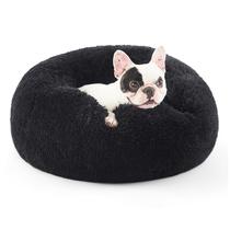 Cama para animais de estimação, calmante para cães pequenos, rosquinha lavável preta Cama para animais de estimação, calmante para cães pequenos, rosquinha lavável preta