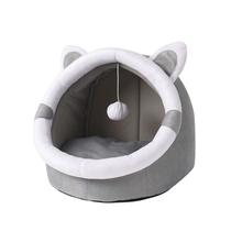 Cama para animais de estimação Cat Ears para cães e gatos Cozy Winter House Grey Cama para animais de estimação Cat Ears para cães e gatos Cozy Winter House Grey