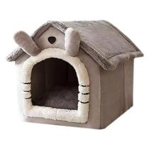 Cama para animais de estimação Cozy Dog House Winter Warmth & Comfort Grey Plush