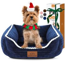 Cama para animais de estimação Zerbuger Cat Dog Retangular Calming Fluffy Blue
