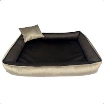 Cama para Cachorro Caminha Pet Scott Veludo Marrom/Bege com Travesseiro - ARKELL Cama para Cachorro Caminha Pet Scott Veludo Marrom/Bege com Travesseiro - ARKELL