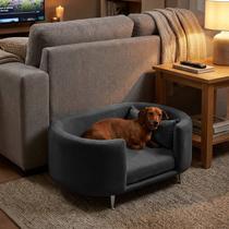Cama para Cachorro e Gato Caminha Chase Pet Veludo Cinza Pés Metal com Regulagem