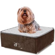 Cama para Cachorro e Gato Caminha em Suede Marrom + Lençol Impermeável Branco 60X60x24cm BF Colchões