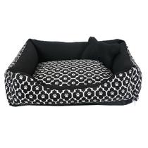 Cama para Cachorro Grande 70X55 Com Zíper Estampa Ossinho Patinha Preto Cama para Cachorro Grande 70X55 Com Zíper Estampa Ossinho Patinha Preto