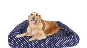 Cama Para Cachorro Grande AZUL MARINHO COM BOLAS 100 x 87 cm - 100% LAVÁVEL