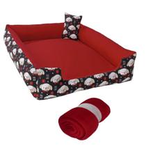 cama para cachorro grande cama de cachorro cama retangular vermelha + mantinha - gv enxovais
