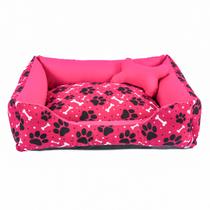 Cama para Cachorro ou Gato Tamanho Médio 60x55cm + Ossinho Pink