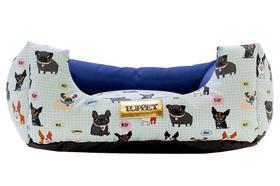 Cama para Cachorro Quadrada Impermeável Luppet Azul Cachorrinho