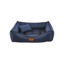 Cama para Cachorro Retangular em Linho Azul Marinho Grande (G) 50 x 65 cm