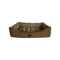 Cama para Cachorro Retangular em material sintético + Poliéster Marrom Ursinho Extra Grande (XGG) 98 x 65 cm